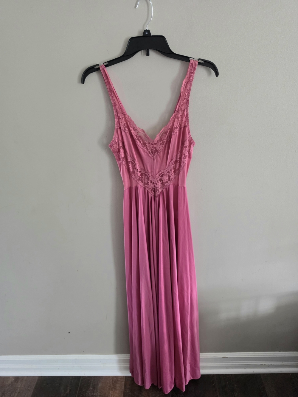 Vintage Olga Dusty Rose Pink Lace Nightgown Slip Dress Small Y2K Coquette Maxi